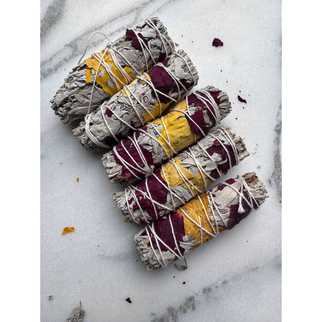 ROSE PETALS AND WHITE SAGE SMUDGE