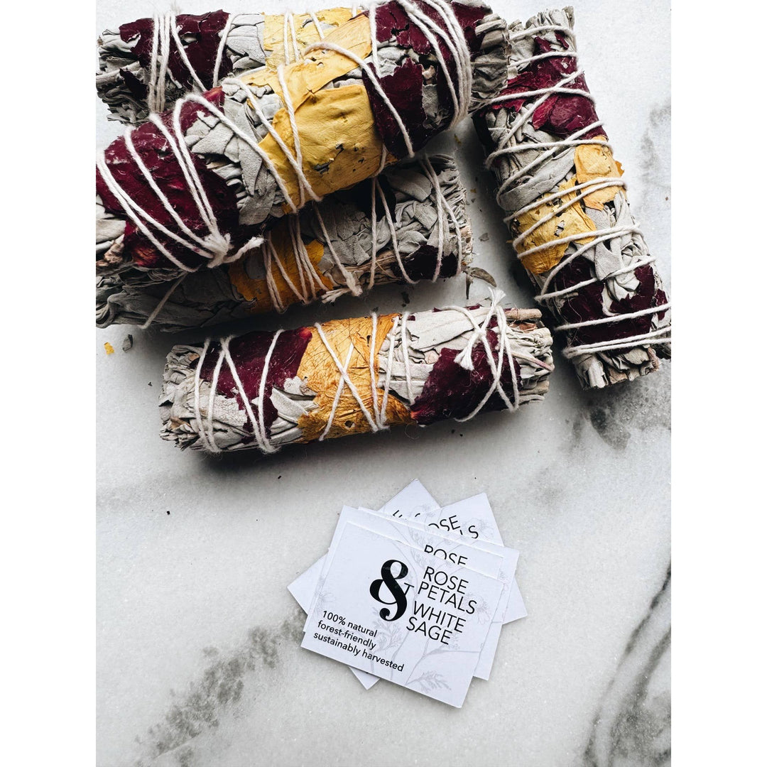 ROSE PETALS AND WHITE SAGE SMUDGE