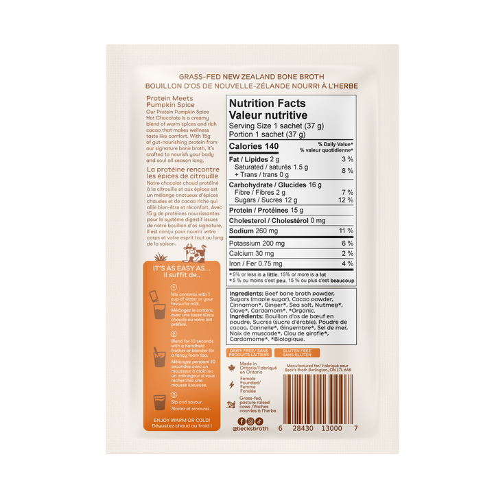 PUMPKIN SPICE HOT CHOCOLATE BONE BROTH POWDER