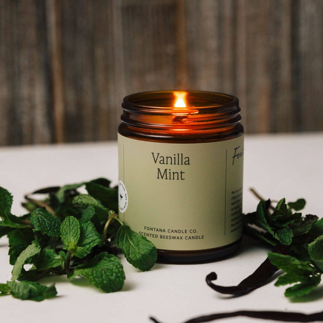 VANILLA MINT ESSENTIAL OIL & BEESWAX JAR CANDLE