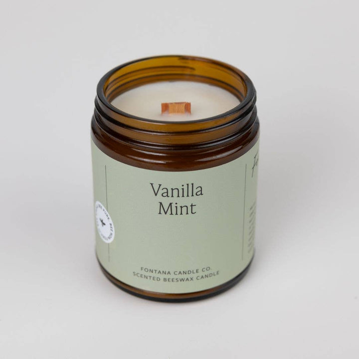 VANILLA MINT ESSENTIAL OIL & BEESWAX JAR CANDLE