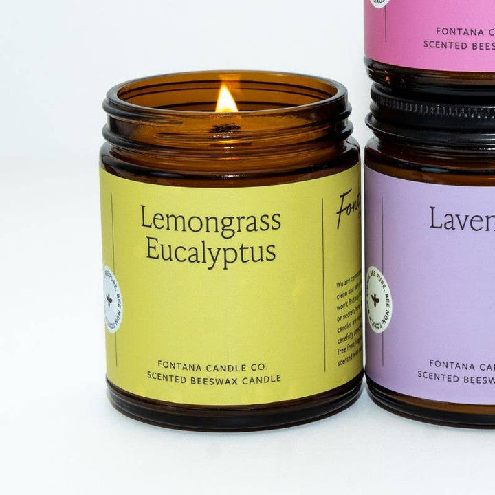 LEMONGRASS EUCALYPTUS BEESWAX & ESSENTIAL OIL JAR CANDLE