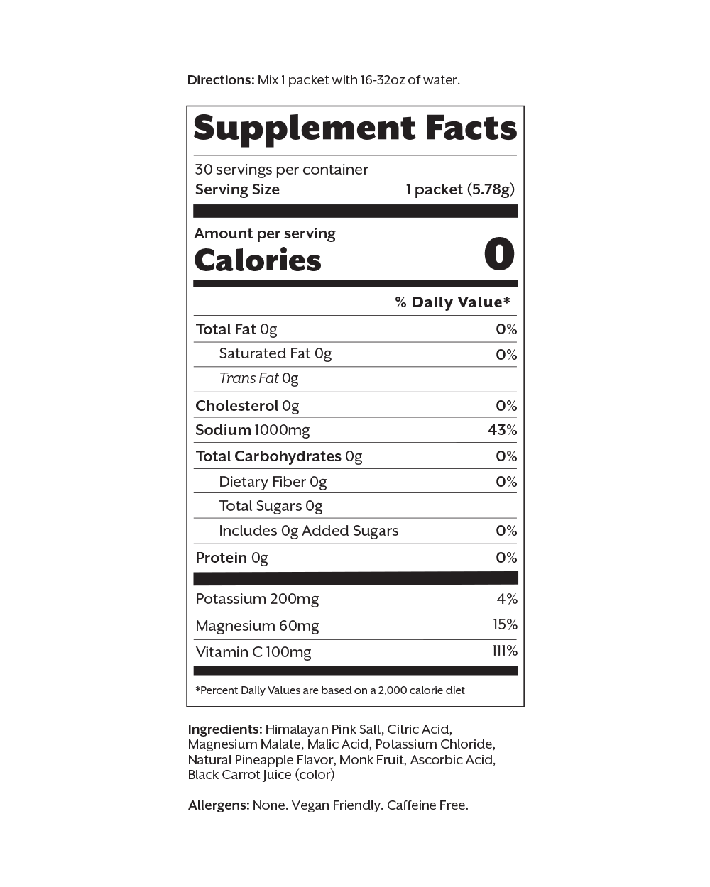SALTED PINEAPPLE ELECTROLYTE DRINK MIX - 30 SINGLE STICKS