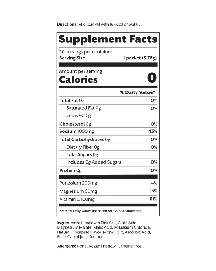 SALTED PINEAPPLE ELECTROLYTE DRINK MIX - 30 SINGLE STICKS