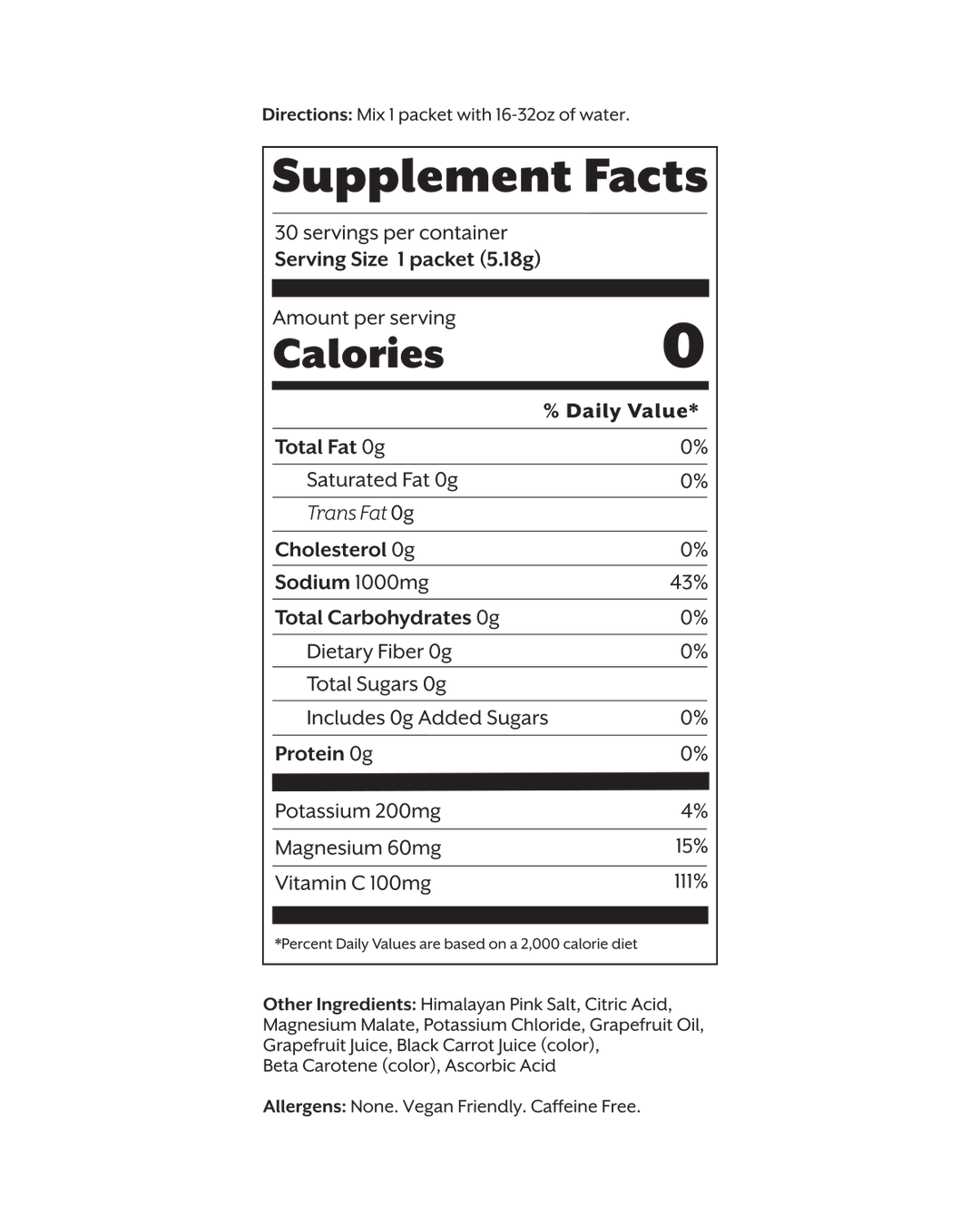 ELECTROLYTE DRINK MIX: GRAPEFRUIT -30 SINGLE STICKS