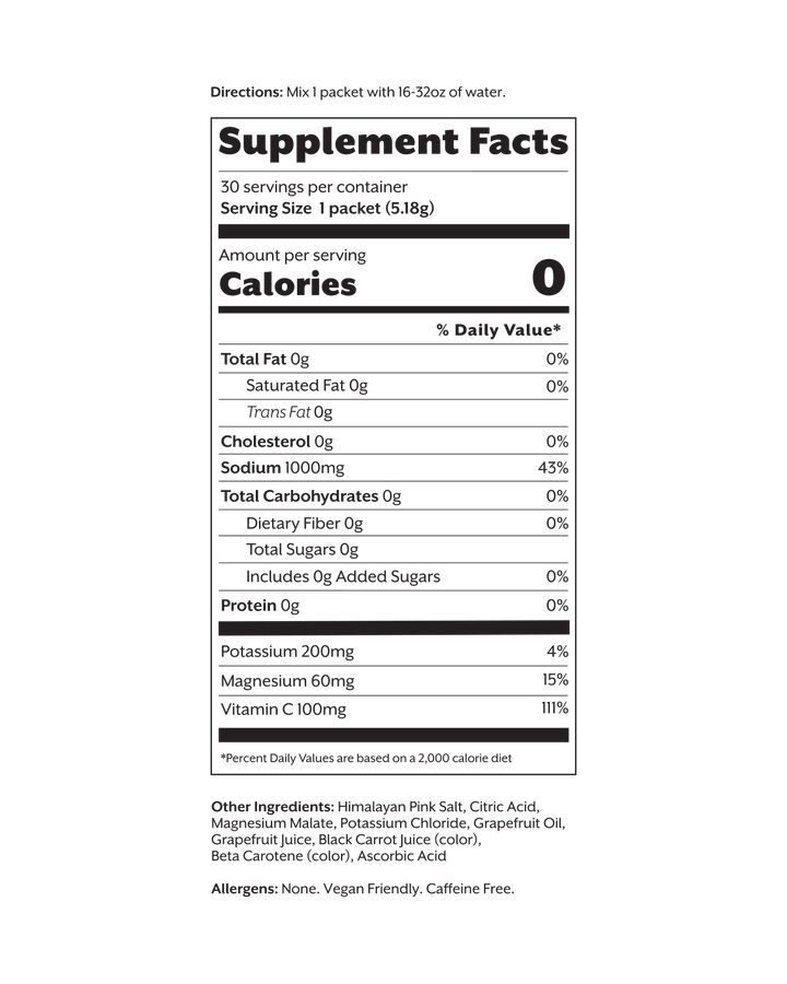 ELECTROLYTE DRINK MIX: GRAPEFRUIT -30 SINGLE STICKS