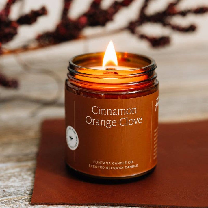 CINNAMON ORANGE CLOVE ESSENTIAL OIL & BEESWAX JAR CANDLE