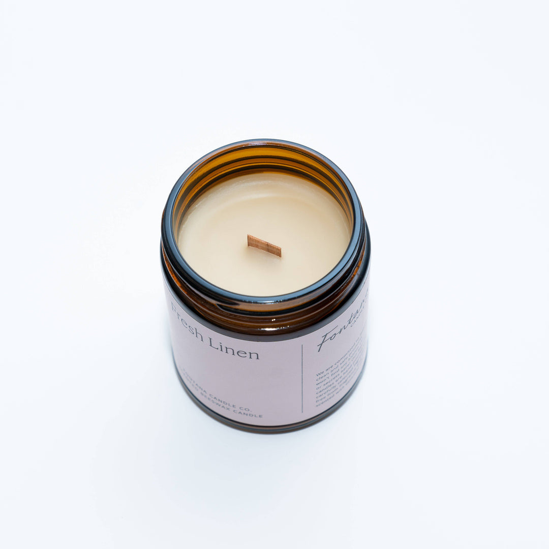 FRESH LINEN ESSENTIAL OIL BEESWAX JAR CANDLE