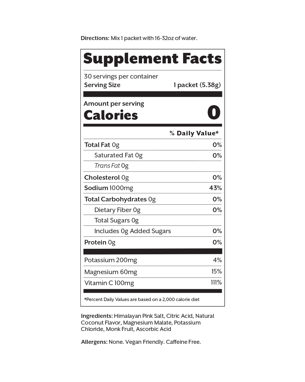SALTED COCONUT ELECTROLYTE DRINK MIX - 30 SINGLE STICKS