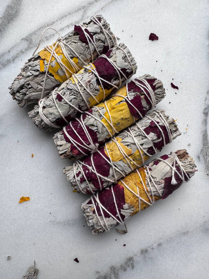 ROSE PETALS AND WHITE SAGE SMUDGE