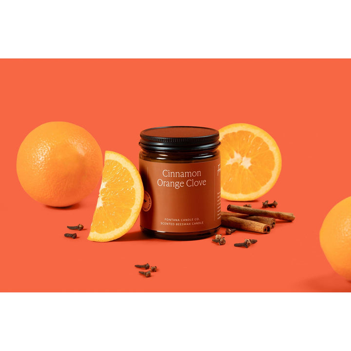 CINNAMON ORANGE CLOVE ESSENTIAL OIL & BEESWAX JAR CANDLE