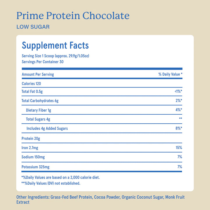 PRIME PROTEIN - CHOCOLATE WITH COCONUT SUGAR + MONK FRUIT
