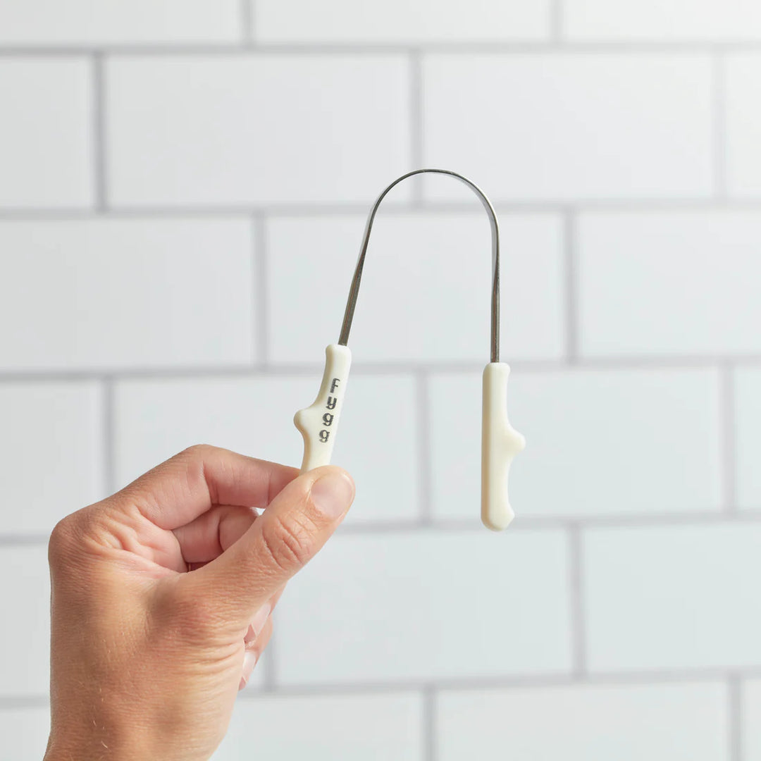 ALL AGES STAINLESS STEEL TONGUE SCRAPER WITH TRAVEL POUCH