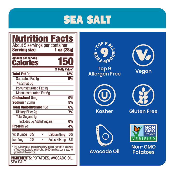 KETTLE COOKED POTATO CHIPS - SEA SALT