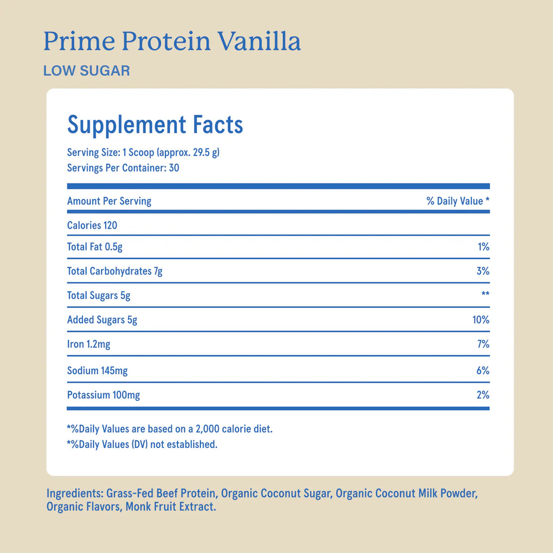 PRIME PROTEIN - VANILLA WITH COCONUT SUGAR + MONK FRUIT