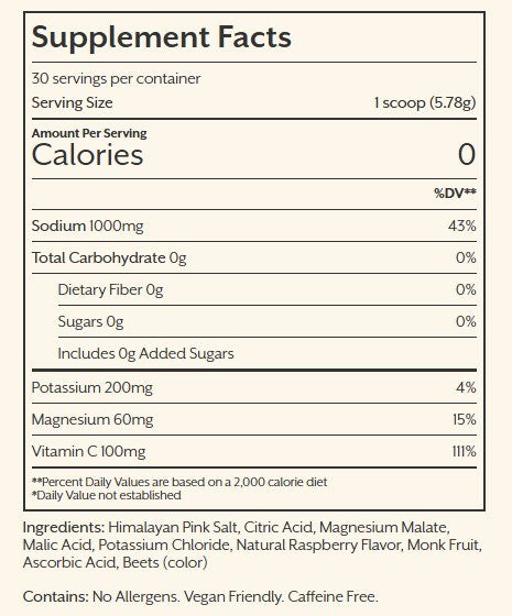 RASPBERRY ELECTROLYTE DRINK MIX - 30 SINGLE STICKS