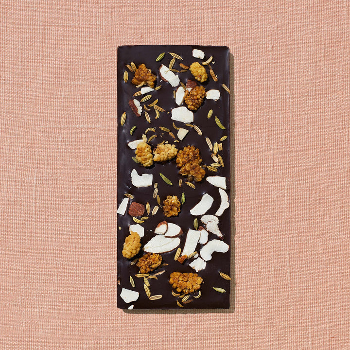 MULBERRY FENNEL DATE- SWEETENED DARK CHOCOLATE
