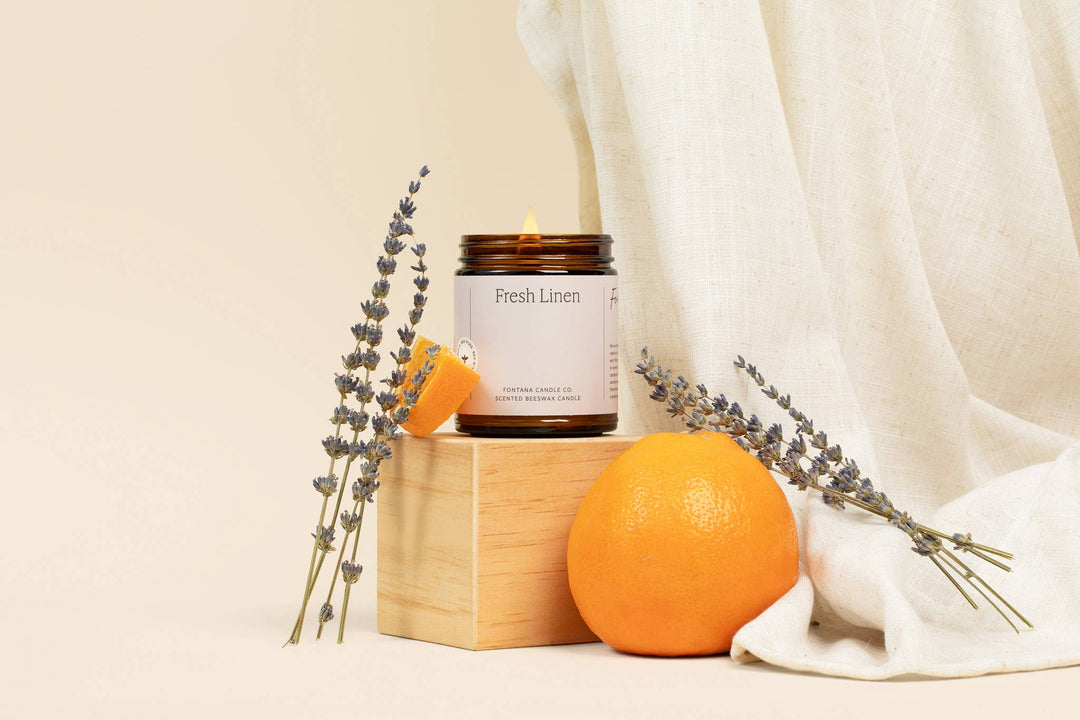 FRESH LINEN ESSENTIAL OIL BEESWAX JAR CANDLE