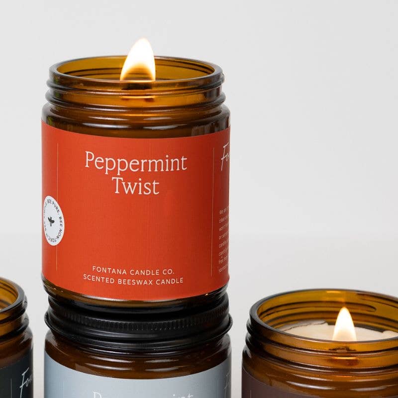 PEPPERMINT TWIST ESSENTIAL OIL & BEESWAX JAR CANDLE