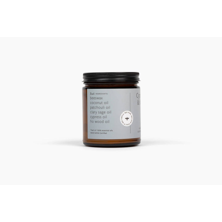 CYPRESS SAGE & PATCHOULI BEESWAX & ESSENTIAL OIL JAR CANDLE
