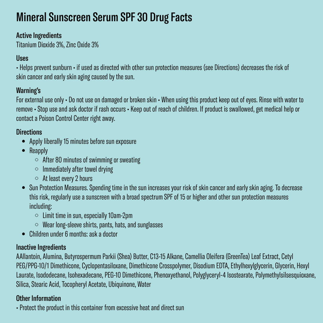 SPF 30 MINERAL SUNSCREEN SERUM - FRAGRANCE FREE