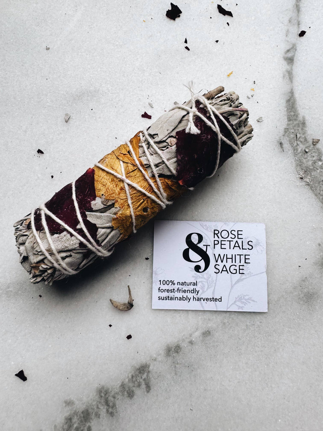ROSE PETALS AND WHITE SAGE SMUDGE