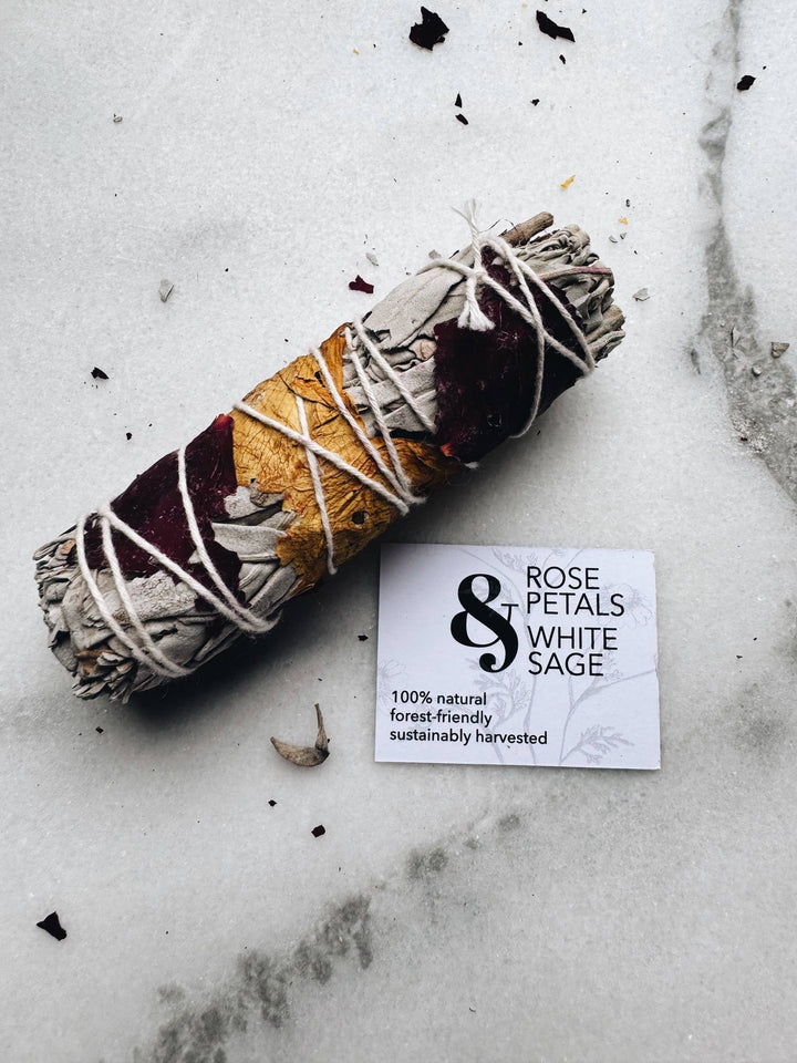 ROSE PETALS AND WHITE SAGE SMUDGE
