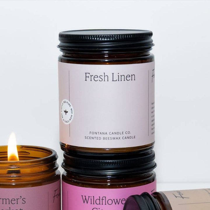 FRESH LINEN ESSENTIAL OIL BEESWAX JAR CANDLE