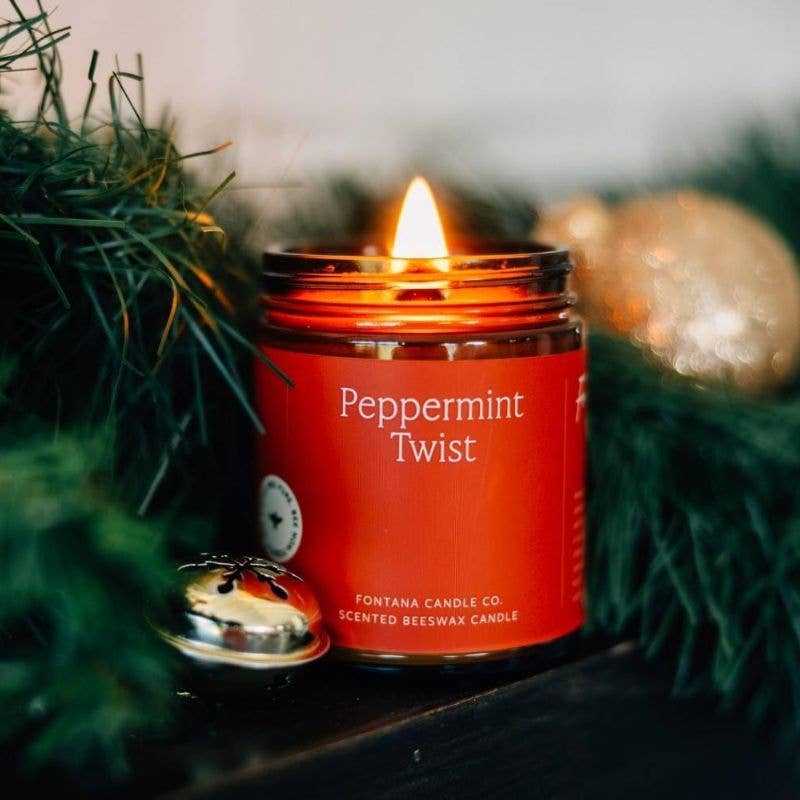 PEPPERMINT TWIST ESSENTIAL OIL & BEESWAX JAR CANDLE
