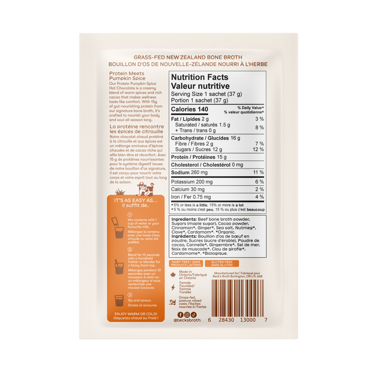 PUMPKIN SPICE HOT CHOCOLATE BONE BROTH POWDER